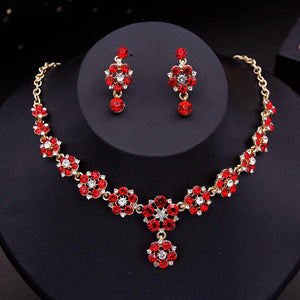 Bride Jewelry Sets Flower Choker Necklace Earrings Wedding Dress Bridal Necklace