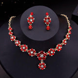 Bride Jewelry Sets Flower Choker Necklace Earrings Wedding Dress Bridal Necklace