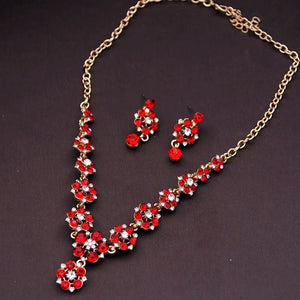 Bride Jewelry Sets Flower Choker Necklace Earrings Wedding Dress Bridal Necklace