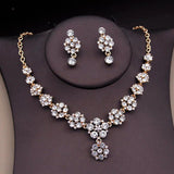 Bride Jewelry Sets Flower Choker Necklace Earrings Wedding Dress Bridal Necklace