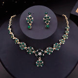 Bride Jewelry Sets Flower Choker Necklace Earrings Wedding Dress Bridal Necklace