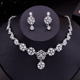 Bride Jewelry Sets Flower Choker Necklace Earrings Wedding Dress Bridal Necklace