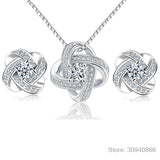 925 Silver Forever Love Twist Flower Zirconia Knot Set