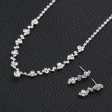 Bridal Jewelry Set Silver Rhinestone Crystal Choker Necklace Earrings