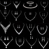 Pearl Rhinestone Necklace Earrings Bridal Wedding Jewellery Set