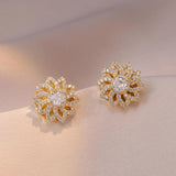 Zircon Flower Jewelry Set: Earrings, Necklace & Bracelets