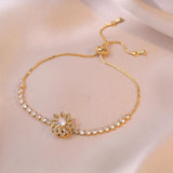 Zircon Flower Jewelry Set: Earrings, Necklace & Bracelets