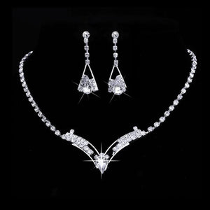 Bridesmaid Bridal Jewelry Sets Rhinestone Crystal NECKLACE+EARRINGS SET