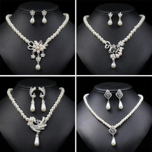 Simulated-pearl Bridal Jewelry Set Rhinestone Pearls Floral Drop