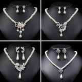 Simulated-pearl Bridal Jewelry Set Rhinestone Pearls Floral Drop
