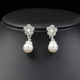 Simulated-pearl Bridal Jewelry Set Rhinestone Pearls Floral Drop