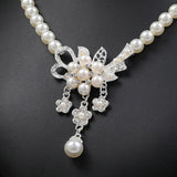 Simulated-pearl Bridal Jewelry Set Rhinestone Pearls Floral Drop
