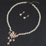 Simulated-pearl Bridal Jewelry Set Rhinestone Pearls Floral Drop