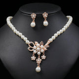 Simulated-pearl Bridal Jewelry Set Rhinestone Pearls Floral Drop