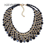 KAYMEN Turquoise Crystal Beaded Chunky Chokers Necklace
