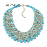 KAYMEN Turquoise Crystal Beaded Chunky Chokers Necklace