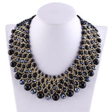 KAYMEN Turquoise Crystal Beaded Chunky Chokers Necklace