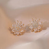 Zircon Big Sunflower Stud Earrings & Pendants Set