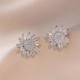 Zircon Big Sunflower Stud Earrings & Pendants Set