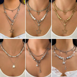 Gothic Tassel Star Necklace Set Grunge Accessories