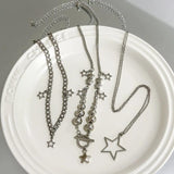 Gothic Tassel Star Necklace Set Grunge Accessories