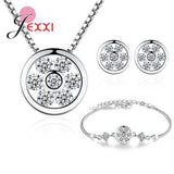 925 Silver CZ Stud Earrings & Pendant Set for Women