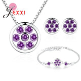 925 Silver CZ Stud Earrings & Pendant Set for Women