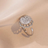 Flower Ring Pendant Necklace Set Stainless Steel Chains Gift