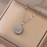 Flower Ring Pendant Necklace Set Stainless Steel Chains Gift
