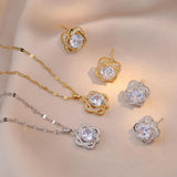 Valentine Heart Jewelry Set Stainless Steel Zircon Wedding Gift