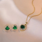 Green Stone Heart Jewelry Set for Mom