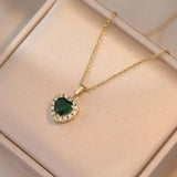 Green Stone Heart Jewelry Set for Mom