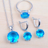 Sky Zircon Women's Silver Jewelry Set Earrings/Necklace/Rings