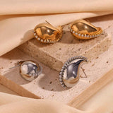 Zircon Chain Stud Earrings 18k Plated - Stainless Steel Jewelry