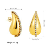 Zircon Chain Stud Earrings 18k Plated - Stainless Steel Jewelry