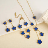 Colorful Clover Bracelet Set for Women Necklace Earrings Jewelry Flower Gift