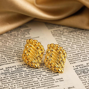 Metal Braided Spiral Earrings Geometric Studs Vintage Jewelry Girl Gift