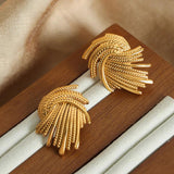 Metal Braided Spiral Earrings Geometric Studs Vintage Jewelry Girl Gift