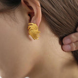 Metal Braided Spiral Earrings Geometric Studs Vintage Jewelry Girl Gift