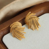 Metal Braided Spiral Earrings Geometric Studs Vintage Jewelry Girl Gift