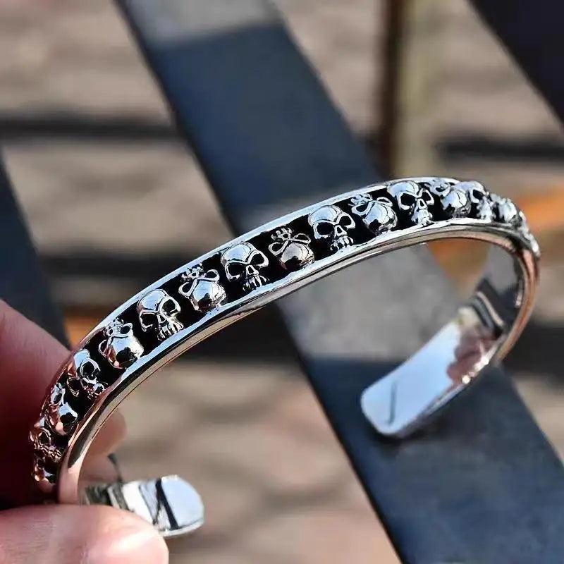 Fashionable Gothic Skull Punk Bracelet Vintage Alloy Open Bracelet Jewelry