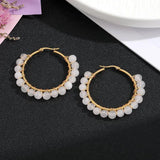 Natural Stone Stainless Steel Wire Wound Earrings