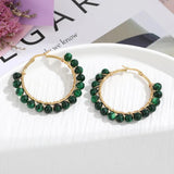 Natural Stone Stainless Steel Wire Wound Earrings