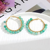 Natural Stone Stainless Steel Wire Wound Earrings