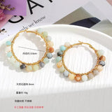 Natural Stone Stainless Steel Wire Wound Earrings