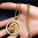 Crystal Stainless Steel Horse Head Pendant Chain Necklace Men Women Jewelry