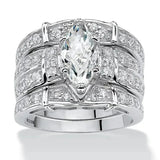 Zircon Ring Set Women Silver Plated Classic Engagement Jewelry