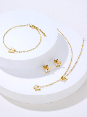 Butterfly Stainless Steel Jewelry Set - Women's 3-Piece Set