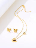 Butterfly Stainless Steel Jewelry Set - Women's 3-Piece Set