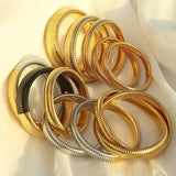 Snake Twist Elastic Bracelet 18k Plated Stainless Steel Punk Jewelry